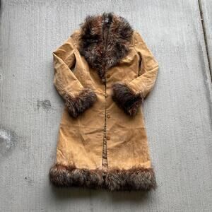 Y2K Penny Lane Coat Vintage 2000's Delias Brown Leather Afghan Jacket Small